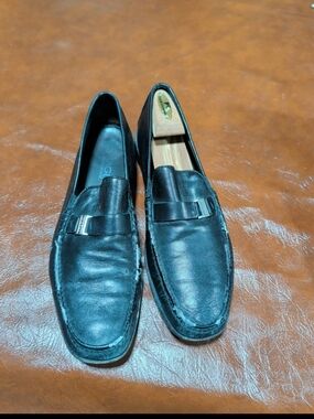 Bruno Magli Italy Men's 10 M Black Leather Loafers Slip On Dress Shoes AS-IS